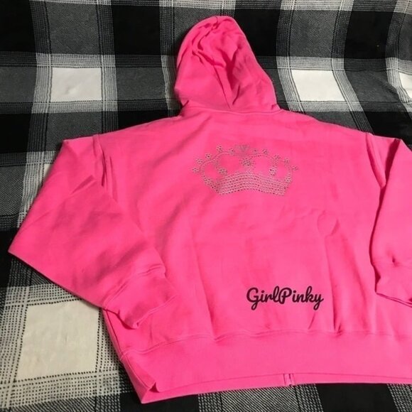 VS PINK CARMINE ROSE FULL ZIP HOODIE WITH BLING LOGO LIMITED EDITION SIZE MEDIUM - Picture 5 of 11